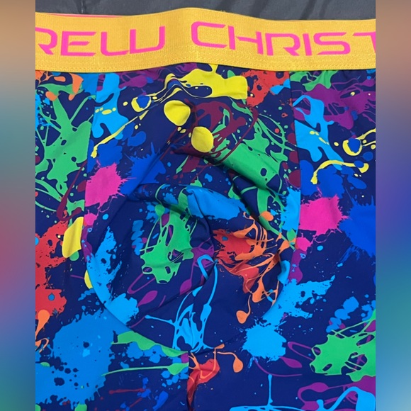 Andrew Christian Navy Blue Paint Splatter Colorful Leggings Size Medium - Picture 3 of 4